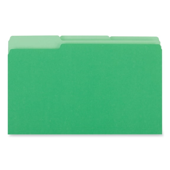 Universal Deluxe Colored Top Tab File Folders, 1/3-Cut Tabs, Legal Size, Bright Green/Light Green, 100/Box (10522)
