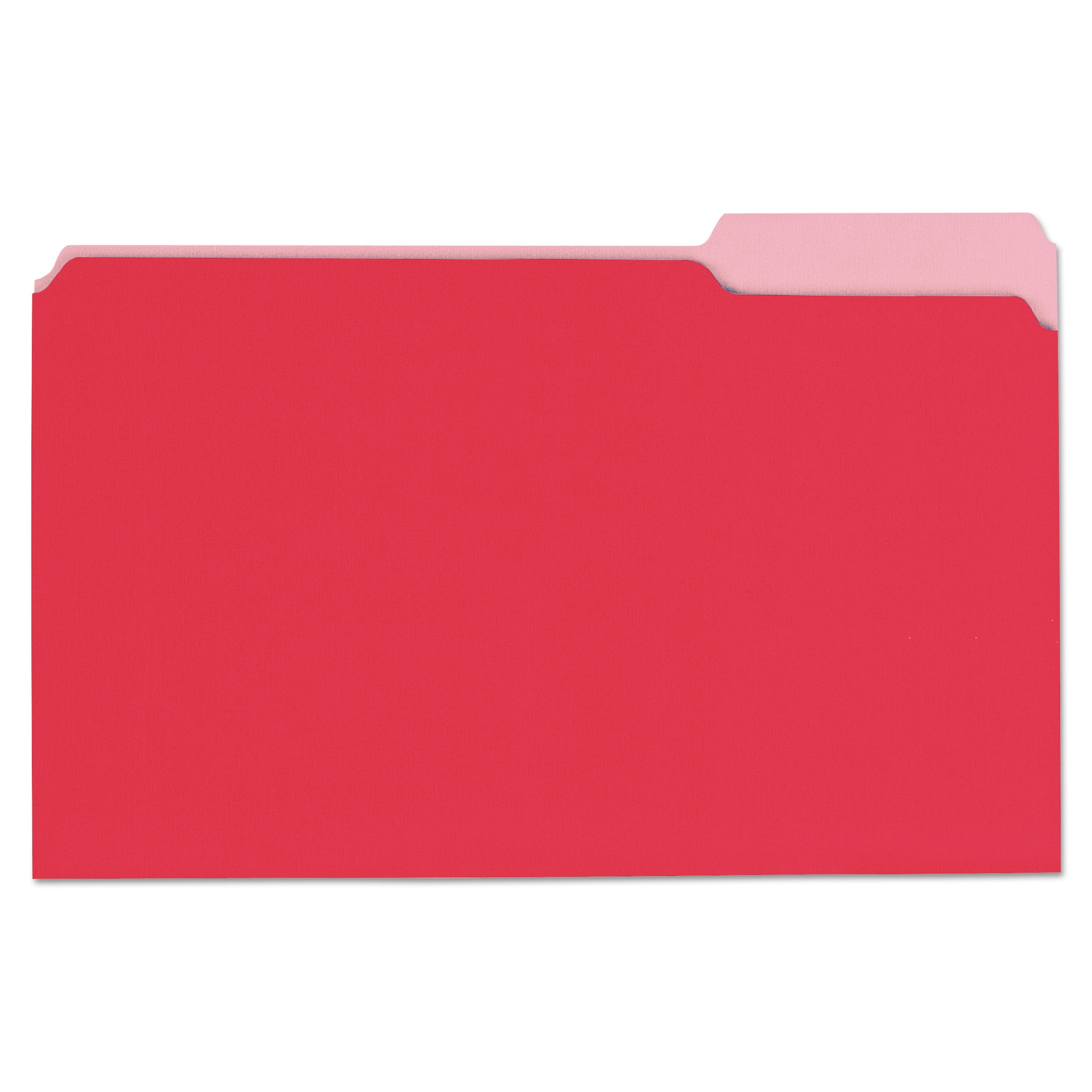 Universal Deluxe Colored Top Tab File Folders, 1/3-Cut Tabs, Legal Size, Red/Light Red, 100/Box (10523)