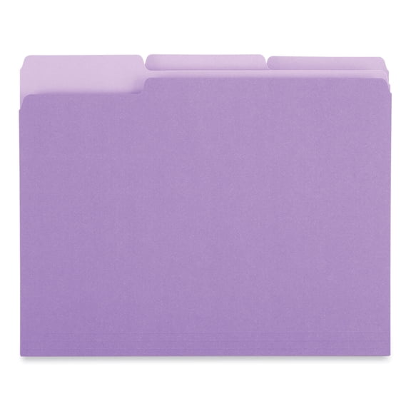 Universal Deluxe Colored Top Tab File Folders, 1/3-Cut Tabs, Letter Size, Violet/Light Violet, 100/Box (10505)