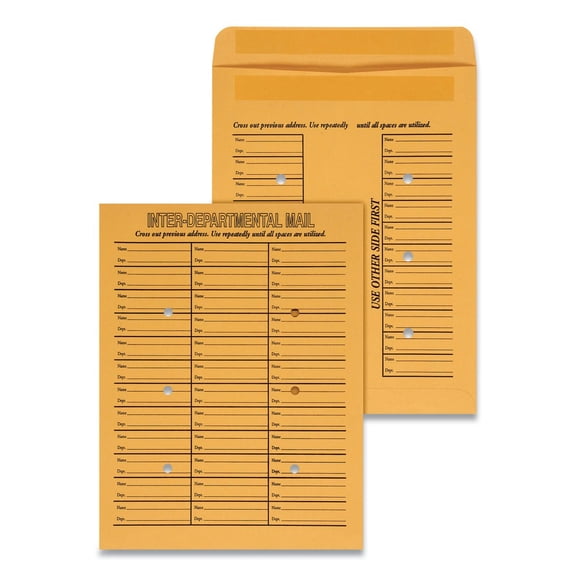 Universal Deluxe Interoffice Press & Seal Envelopes, #97, Two-Sided Three-Column Format, 10 x 13, Brown Kraft, 100/Box -UNV63570