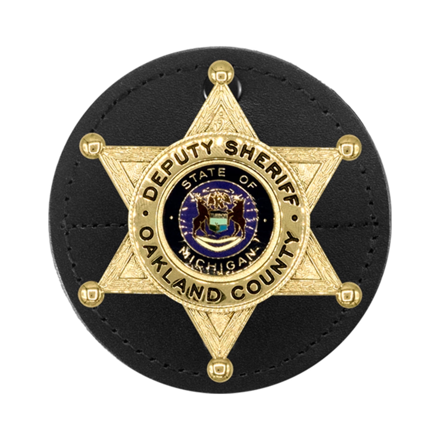 Hero's Pride Universal Deluxe Round Badge Holder – Leather with Chain & Clip, Small (3-1/4”)