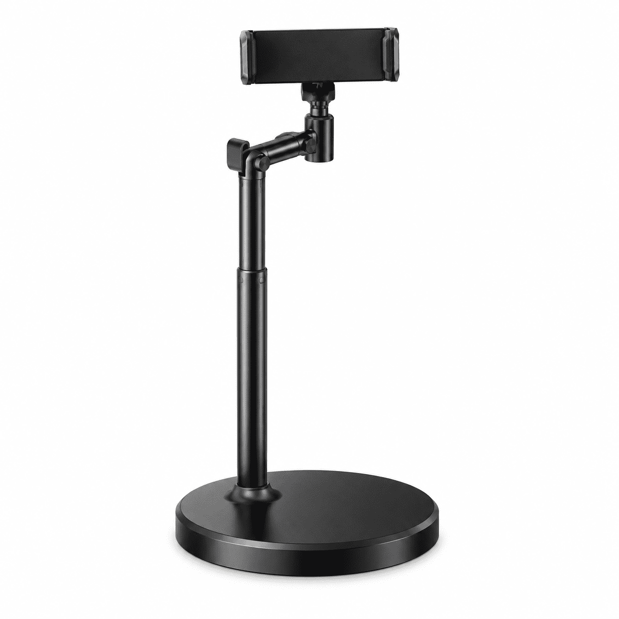 Universal Desktop Phone Stand, Height Adjustable Metal Smartphone Holder with Weighted Anti-Slip Base, 10x34.5cm Stable Cradle for iPhone, Samsung, and Tablets, Ideal for Video Calls & Home Office