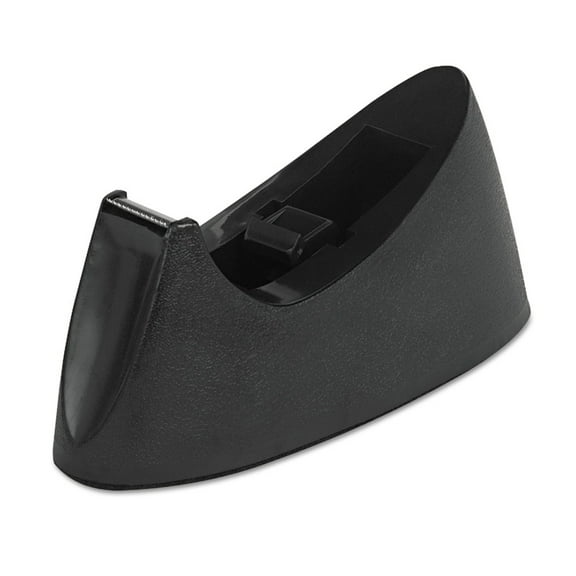 Universal Desktop Tape Dispenser with Weighted Nonskid Base, Shiny, Black, 1" Core