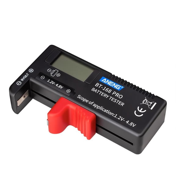 Universal Digital Battery Tester AA, AAA, C, D, 9V & 1.5V Button Cell Checker, Model BT-168, Household Battery Tester