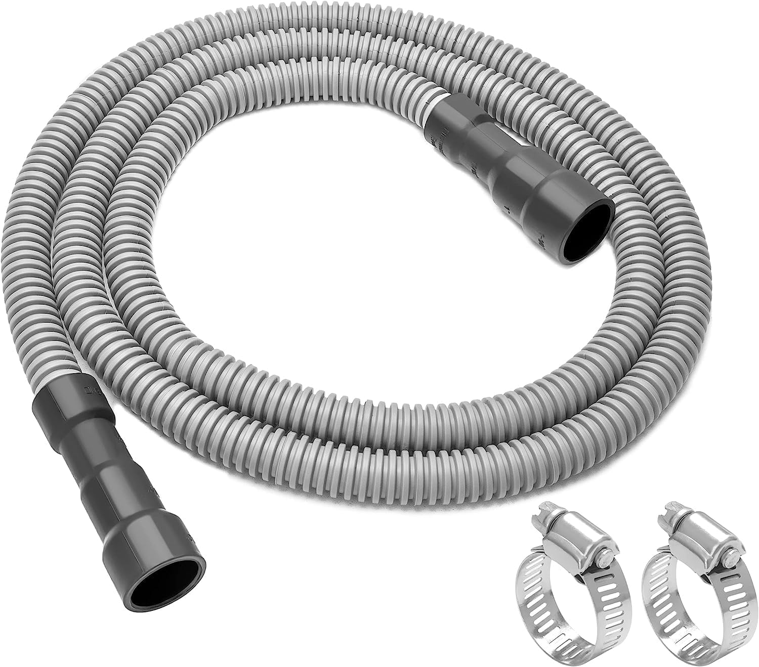 Universal Dishwasher Drain Hose, 10 Ft Dishwasher Discharge Hose Extension, Corrugated and Flexible Dishwasher Hose Drain Replacement with 2 Clamps, Fits 11/16",1" and 1-1/8"