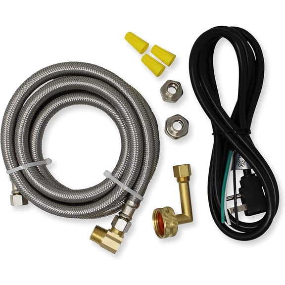 Universal Dishwasher Installation Kit with 6' Connector and Power Cord, Stainless Steel