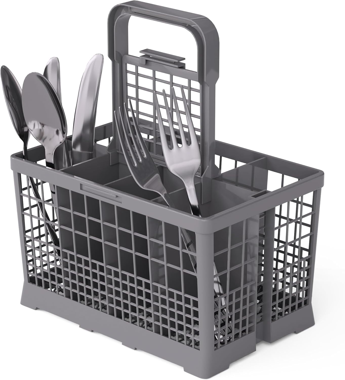 Universal Dishwasher Utensils Silverware Cutlery Basket Compatible with Maytag, Samsung, Kenmore,GE, Bosch, Whirlpool, KitchenAid and Many More (Gray)