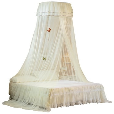 Universal Dome Bed Canopy Single Entrance Fine Mesh Bed Net Lace Curtain Princess Style Bedroom Decoration Easy Installation White