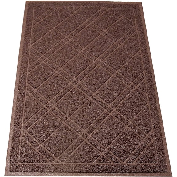 Universal Door Mat, Plaid Design - Brown, 42 x 35 - Anti Slip, Durable and Washable, Outdoor, Indoor Floor Welcome Mat - Entry Rug for Garage, Patio, Front Door, Dust Absorbent