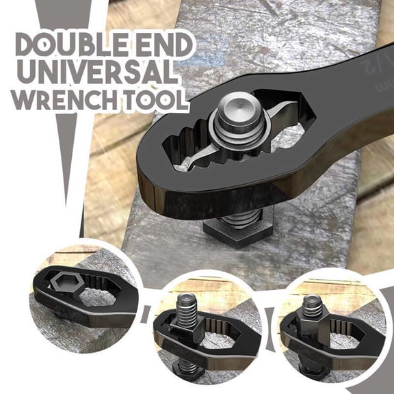 Universal Double-Ended Self-Adjusting Wrench, Multi-Functional Multi-Size Wrench, Fits 5/16"-7/8", Self-Tightening Ratchet Wrench, for Home and Garage Repairs, 4-Piece Set