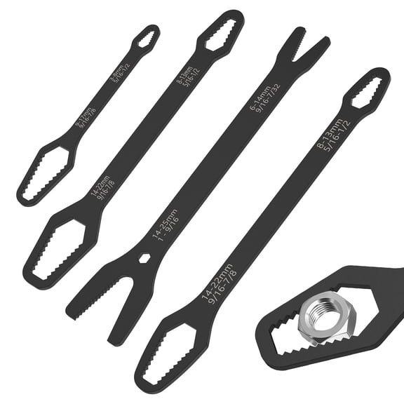 Universal Double Ended Wrench Double Head Self Tightening Spanner Chrome Vanadium Steel All in One Hand Tool for Car Bicycle Repair 4pcs
