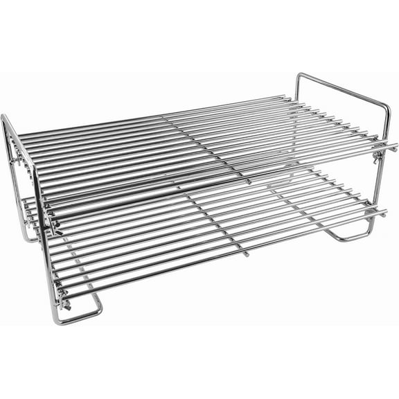 Universal Double Layer Stainless Steel Smoke Shelf, Griddle Warming Rack for Traeger and Other Wood Pellet Grills, Foldable Multipurpose Jerky Rack for Gas Grills Accessories
