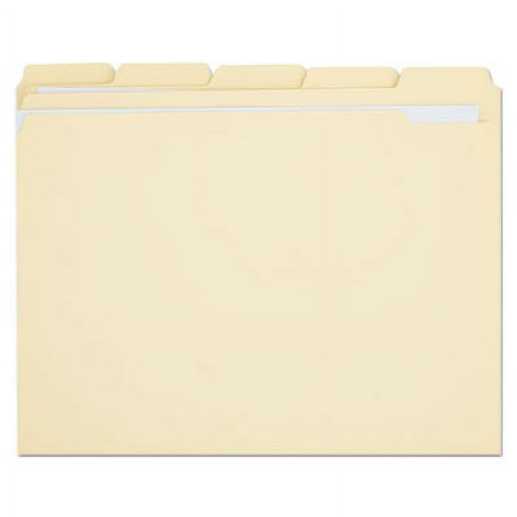 Universal Double-Ply Top Tab Manila File Folders, 1/5-Cut Tabs: Assorted, Letter Size, 0.75" Expansion, Manila, 100/Box (16115)