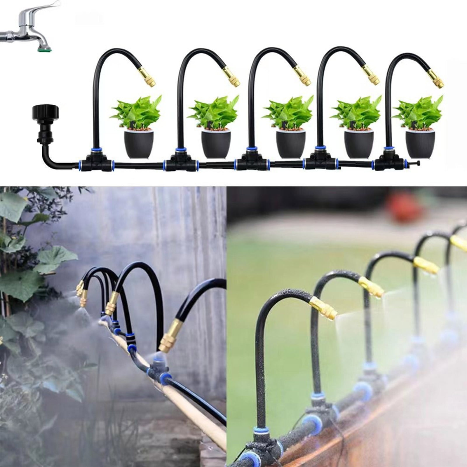 Universal Drip Irrigation Kit with Adjustable Nozzle, Hose (10m/15m/20m), Watering Spray System for Garden, Lawn, Patio, Greenhouse, American Standard, DIY Installation