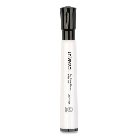 Universal Dry Erase Marker, Bullet Tip, Black, Dozen -UNV43681, Non-Toxic