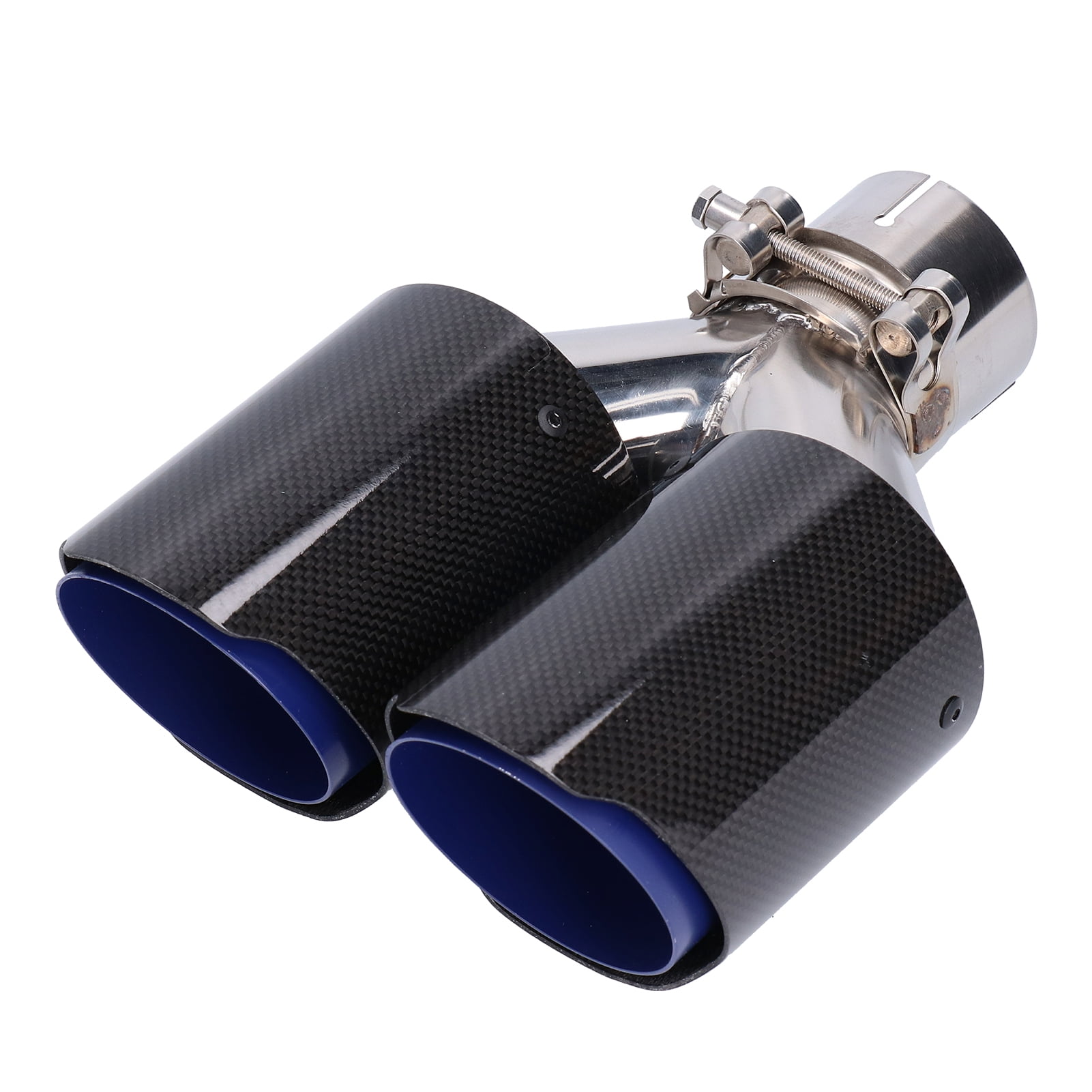 Universal Dual Exhaust Pipe Tip Glossy Carbon Fiber YShape Tail Pipe W