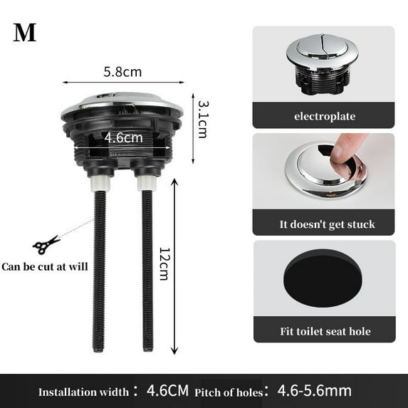 Universal Dual Flush Toilet Water Tank Button Round Valve Push Button ...