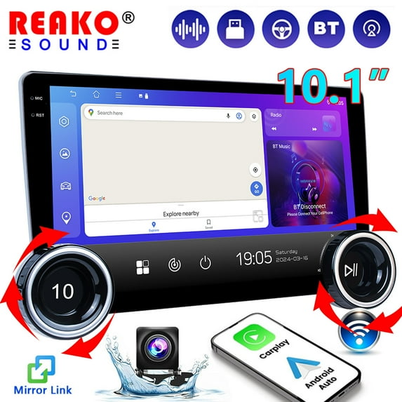 Universal Dual Physical Display Knobs CarPlay/Android Auto Autoradio Android FM Radio Car Navigation Stereo Pad Player GPS 10.1" IPS Touch Screen BT WiFi 2 Din Headunit Tablet Quad Core