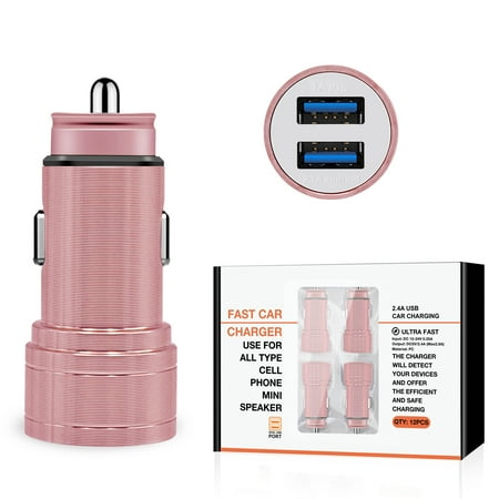 Universal Dual Port Car R/ Adapter In Rose Gold (12pcs)