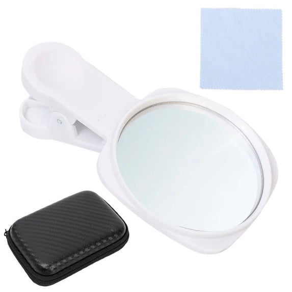 Universal Dustproof Cloth Smartphone With Storage Bag Back Rear Phone Camera Mirror Reflection Clip Kit Phone Reflection Clip Selfie Reflector Mirrors WHITE