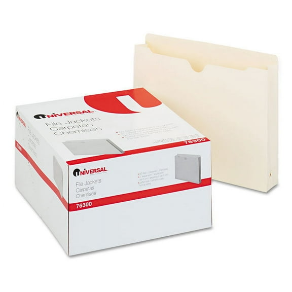 Universal Economical Manila File Jackets, Straight Tab, Letter Size, Manila, 50/Box (76300)