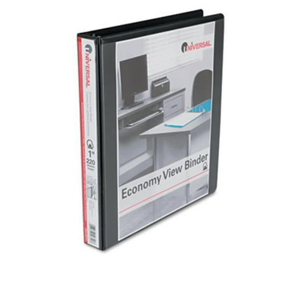 Universal Economy D-Ring Vinyl View Binder 1'' Capacity Black