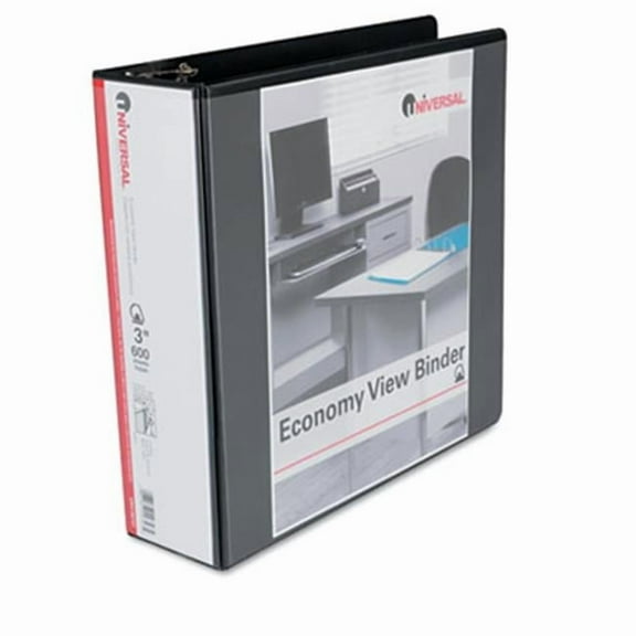 Universal Economy D-Ring Vinyl View Binder 3'' Capacity Black