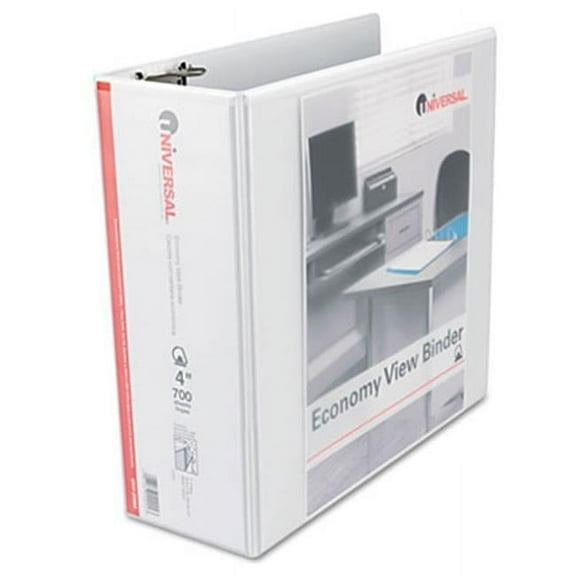 Universal  Economy D-Ring Vinyl View Binder  4'' Capacity  White