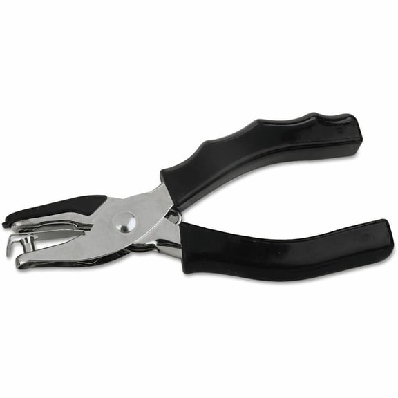 Universal Eight-Sheet Handheld 1/4" Hole Punch, Metal with Rubber Grip, Black