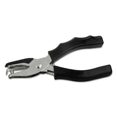 Universal Eight-Sheet Handheld 1/4" Hole Punch, Metal with Rubber Grip, Black
