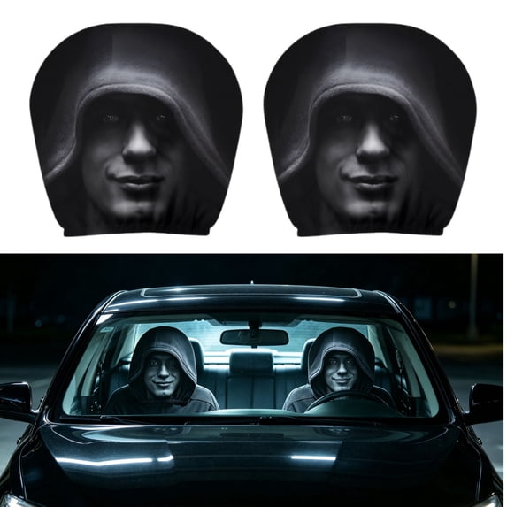 Universal Elastic Car Headrest Covers 2 Pack, Ghost Face Auto Seat Protector with Upgraded Snug Fit, Soft Breathable Polyester Holiday Vehicle Interior Decor Accessories for Cars