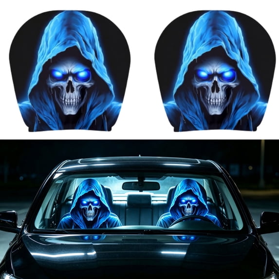 Universal Elastic Car Headrest Covers 2 Pack, Ghost Face Auto Seat Protector with Upgraded Snug Fit, Soft Breathable Polyester Holiday Vehicle Interior Decor Accessories for Cars