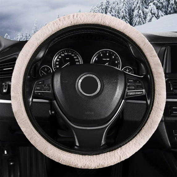 Universal Elastic Steering Wheel Cover, Soft Warm Non-Slip Grip for 14-15 Inch Wheels, Breathable Mesh Fabric for Winter Driving Comfort