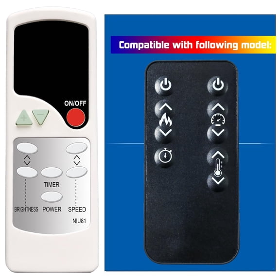 Universal Electric Fireplace Remote Control with AAA Batteries 1 Pack