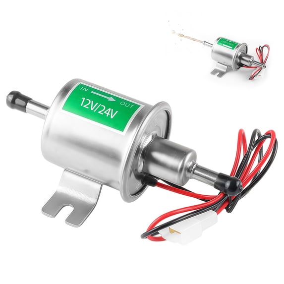 Universal Electric Fuel Pump Kit 12V 24V 8mm Low Pressure 3-6 PSI HEP-02A 6.56 FT 5/16" ID Inline Gas Diesel Fuel Transfer Pump for Carburetor Car Truck Lawn Mower Boats