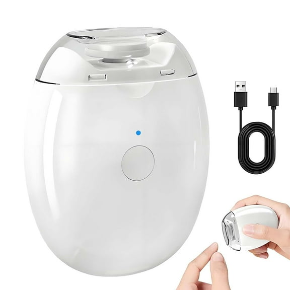 Universal Electric Nail Grinder for Adults | USB-Rechargeable Smart Trimmer with Built-in Debris Storage  Ideal for Home & TravelWhite 1 PCS