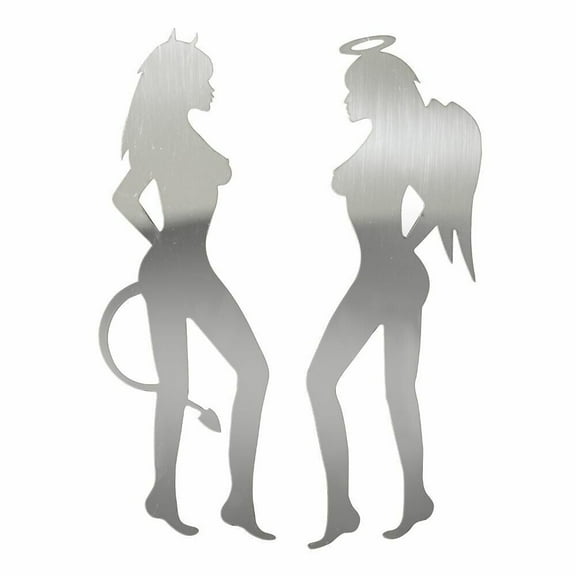 Universal Emblem Badge Decal Sticker Angel Vixen 2 PC Chrome Stainless Steel
