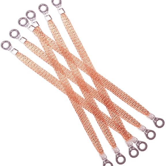 Universal Engine Ground Strap Kit, 10 Inch, Copper Tinned, with Ring Terminals, for Cars
