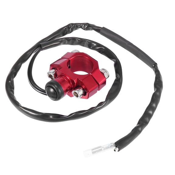 Universal Engine Start Stop Switch Button with Red Backplate for Motorcycle Black Button