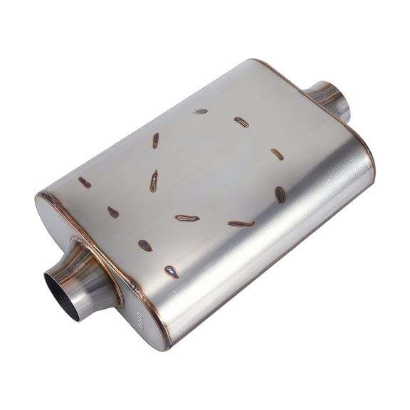 Universal Exhaust Muffler, two Chamber Performance Muffler for Cars Trucks, Stainless Steel, 3" center Inlet/center Outlet, Overall Length 17"