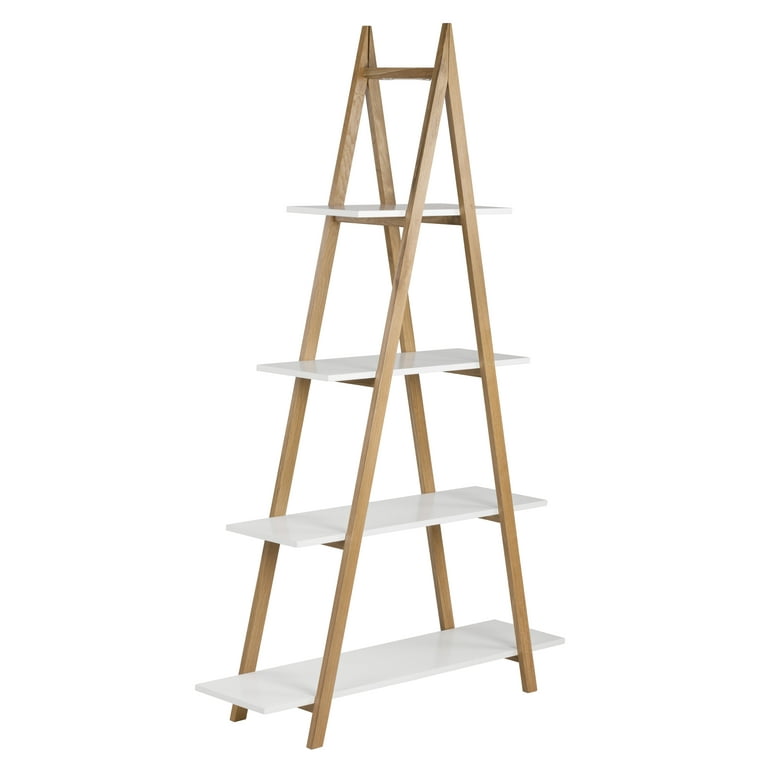 Universal Expert Abacus A Frame Ladder Bookshelf Oak and White