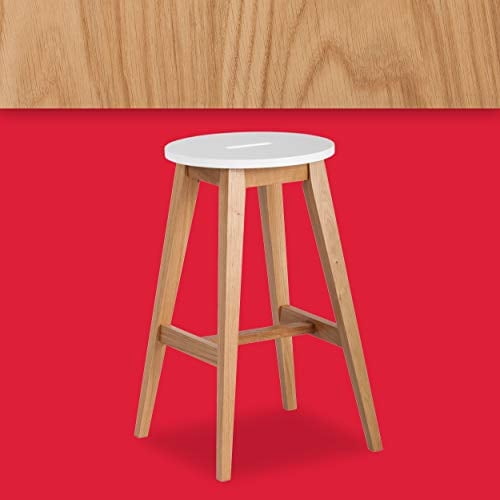 Universal Expert Abacus Backless Solid Wood and Oak Bar Stools, White