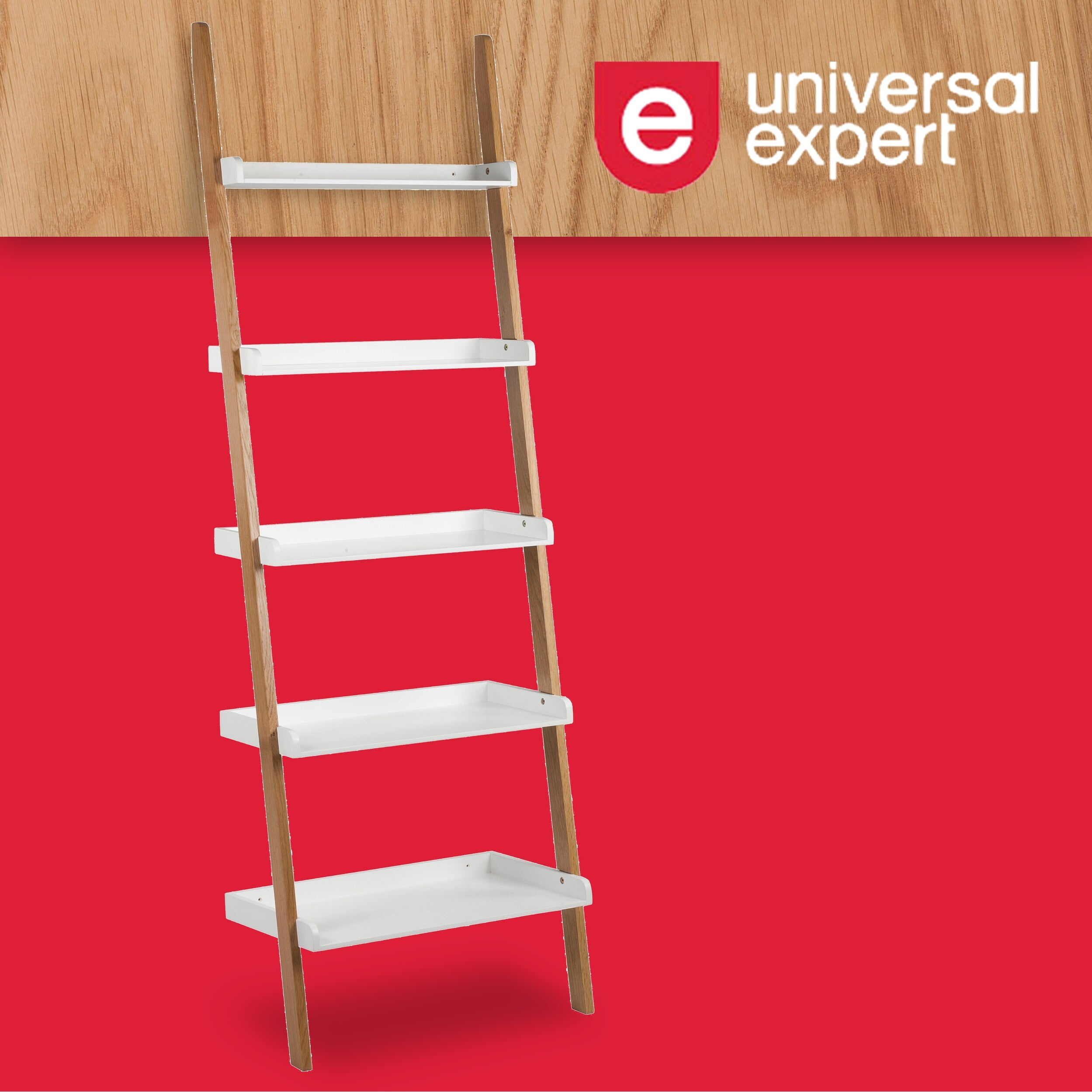 Universal Expert Remus Ladder Bookshelf Modern Oak and White