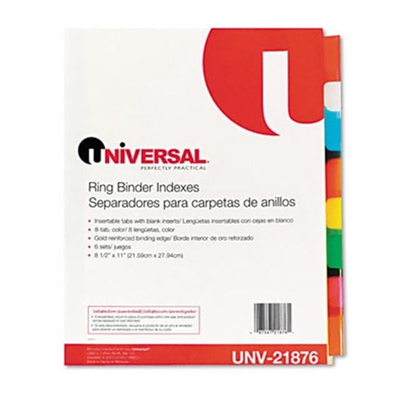 Universal Extended Indexes Assorted Color Eight-Tab Letter Buff Six ...