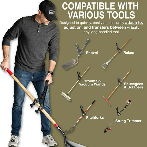 Universal Extension Handle Attachment for Weedeater, String Trimmer, Shovel, Rake & More | Versatile Back Saving Attachment for All Gardening Tools | Yard Tool Gifts for Men