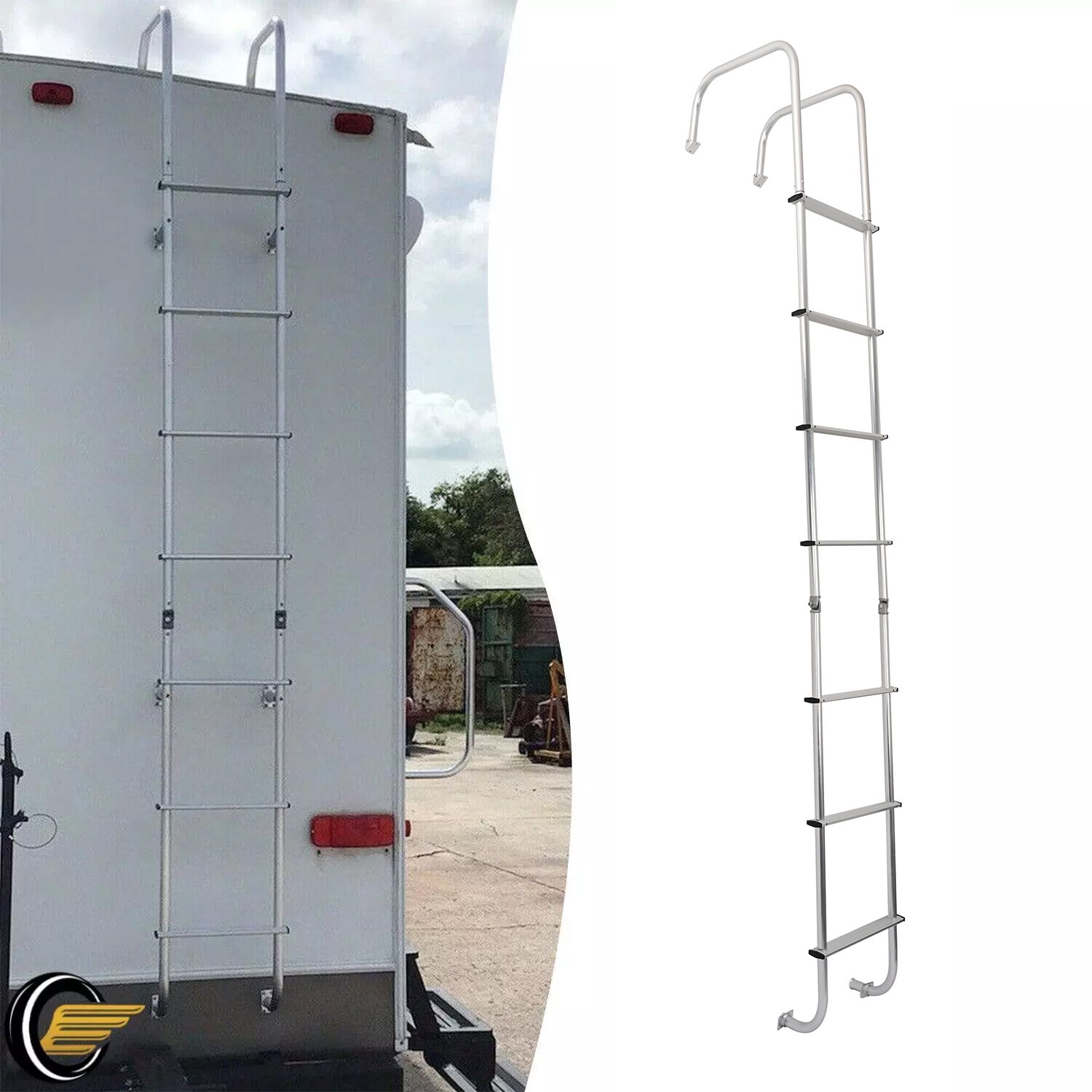 Custom Rv Ladder Universal Exterior Rear RV Motorhome Straight Ladder Silver For # 139. ...