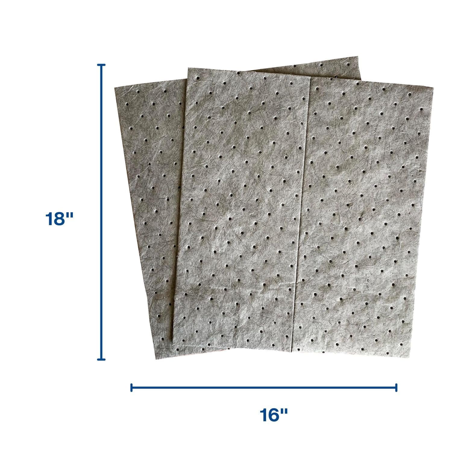 Universal Extra Heavy-Duty Absorbent Pads - 16-Inch x 18-Inch, 100-Pack, 27-Gallon Absorbency - Cleans Up Universal Oils and Coolants
