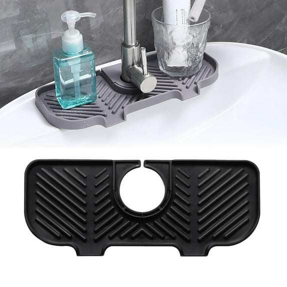 Universal Faucet Drying Mat | Diatomite Stone Sink Pad | 27x11cm Splash Guard | Fast-Drying Kitchen & Bathroom Drainage Rack | Waterproof Counter Protector | Includes 1 Pad