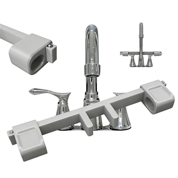 Universal Faucet Handle Lock for Double Sinks, Safety Guard with Central Pipe Fixation, Anti-Slip Kitchen Bathroom Stopper, Prevent Flooding