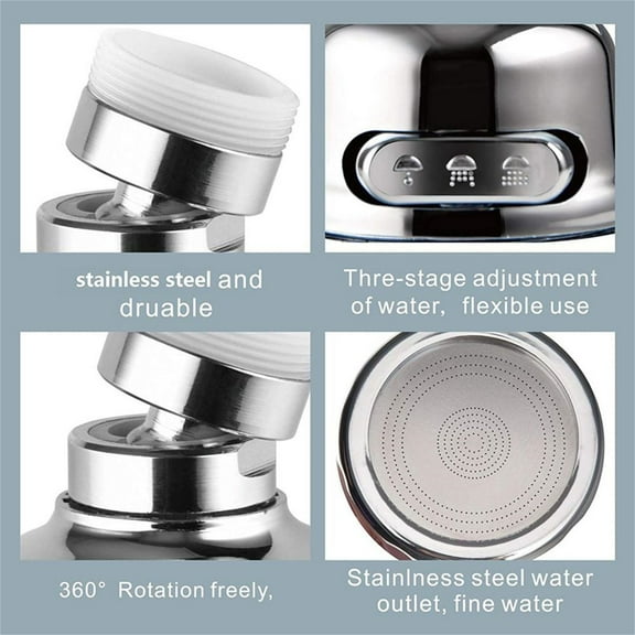 Universal Faucet Head Extender | 360° Swivel Kitchen Sink Tap Attachment | 3 Spray Modes | Water-Saving Filter | Stainless Steel & ABS | Universal Adapter Included
